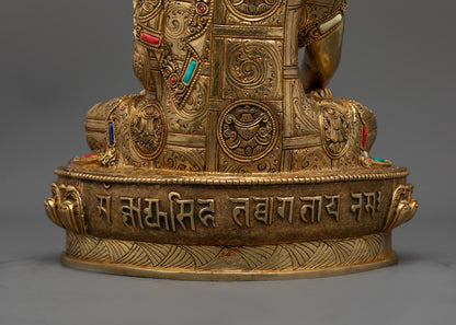Shakyamuni Buddha Statue for Serenity | 24K Fire Gold-Gilded Sculpture