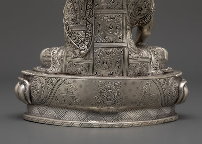 Silver-Plated Shakyamuni Buddha Statue | Buddhist Altar Figurine