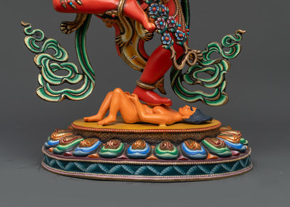 Red Kurukulla Statue | Hand-Carved Buddhist Dakini Sculpture