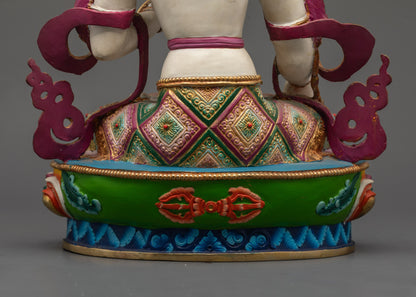 Beautifully Colored Tibetan Healing White Tara Statue