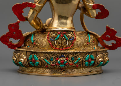 Authentic Vajrasattva Statue | 24K Gold-Gilded Face Buddhist Statue