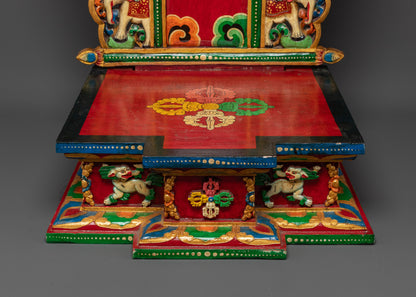 Handcrafted Buddhist Throne | Intricate Nepalese Statue Seat for Shrines