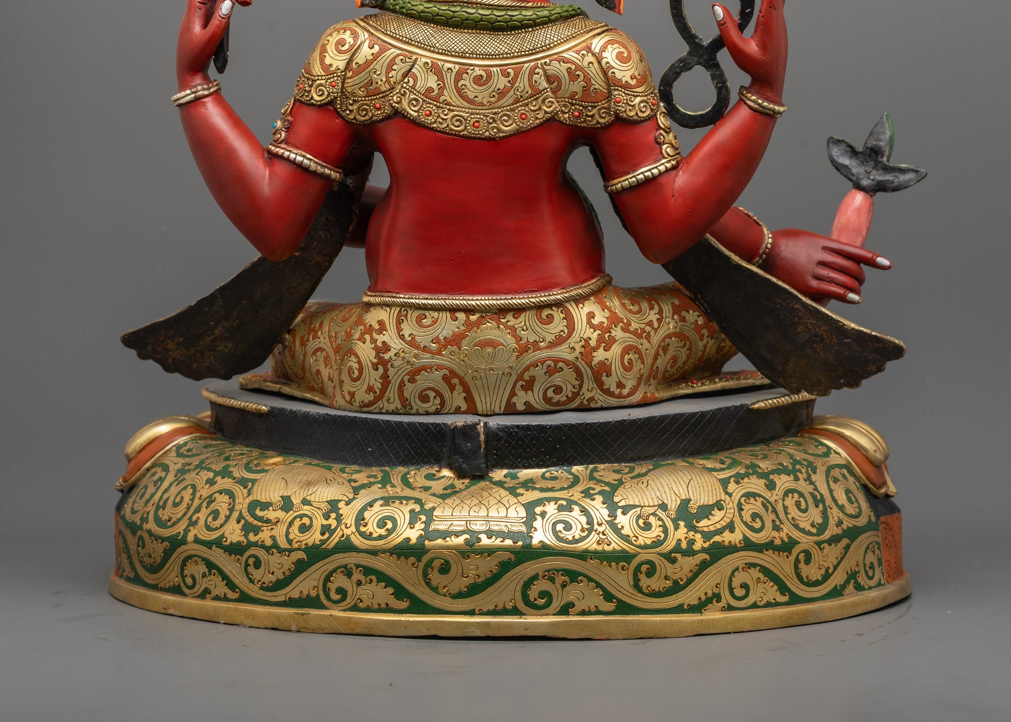 Red Coloured Lord Ganesha Statue | Handmade Spiritual Artwork