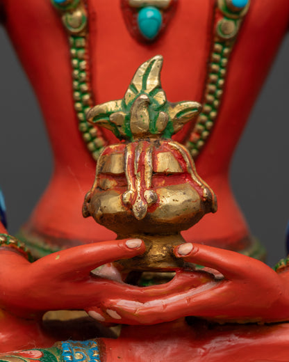 Red Coloured Amitayus Dharani Statue | Buddha of Infinite Life
