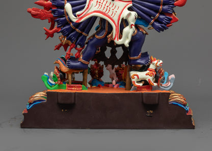 Tibetan Yamantaka Statue | Handcrafted Dark Blue Sculpture