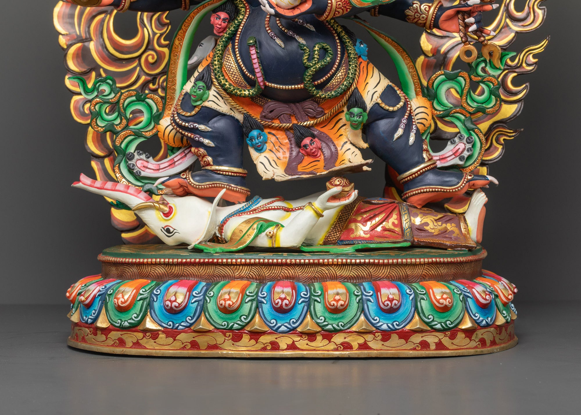 Colored Six Armed Mahakala Statue | Buddhist Protector Statue
