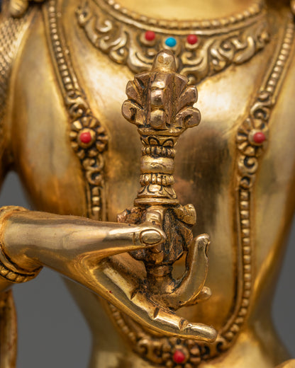 Authentic Vajrasattva Statue | 24K Gold-Gilded Face Buddhist Statue