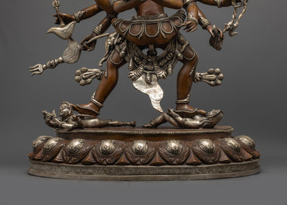 Oxidized Tantra Kalachakra Statue | Wheel of Time Deity for Rituals