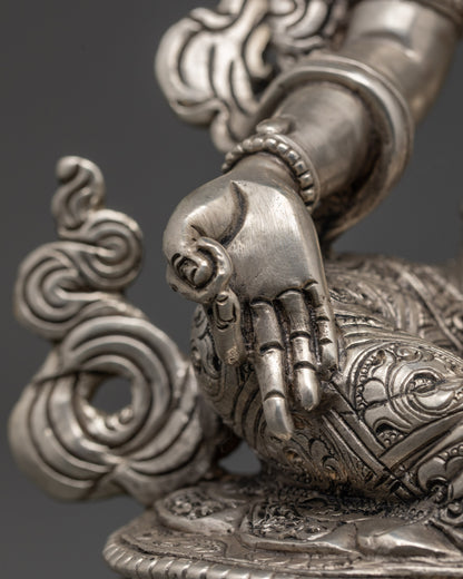 Nepal Handmade Silver-Plated Green Tara Statue