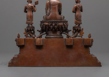 Oxidized Statue of Shakyamuni Buddha with Disciples | Buddhist Artwork