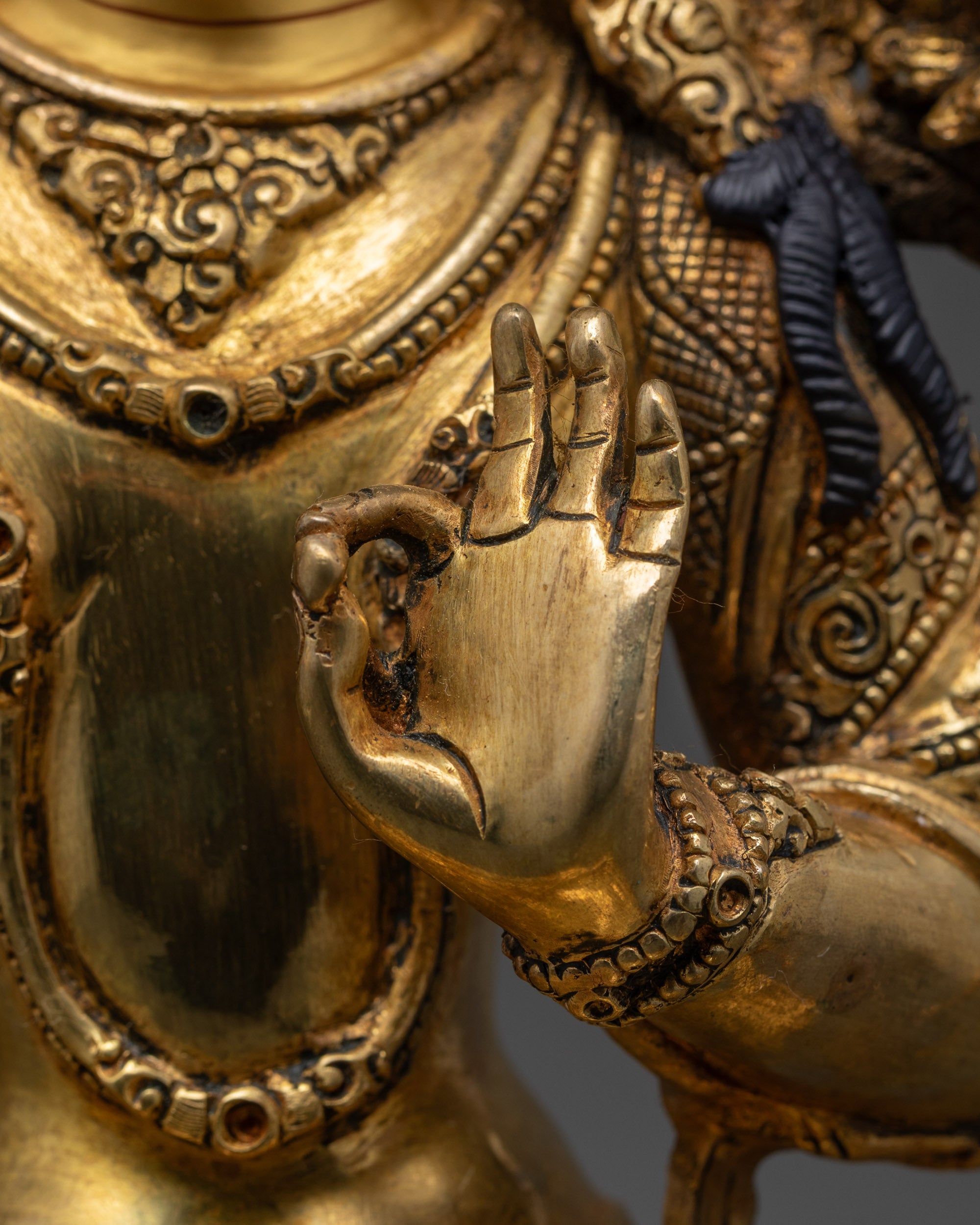 Exquisite Monju Bosatsu Statue | Traditional Nepalese Spiritual Art