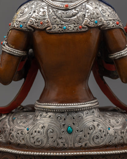 Nepalese Oxidized Chenrezig Statue | Himalayan Buddhist Art