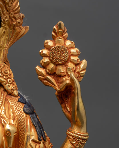 Four-Armed Avalokiteshvara Statue | 24K Gold-Gilded Face Chenrezig