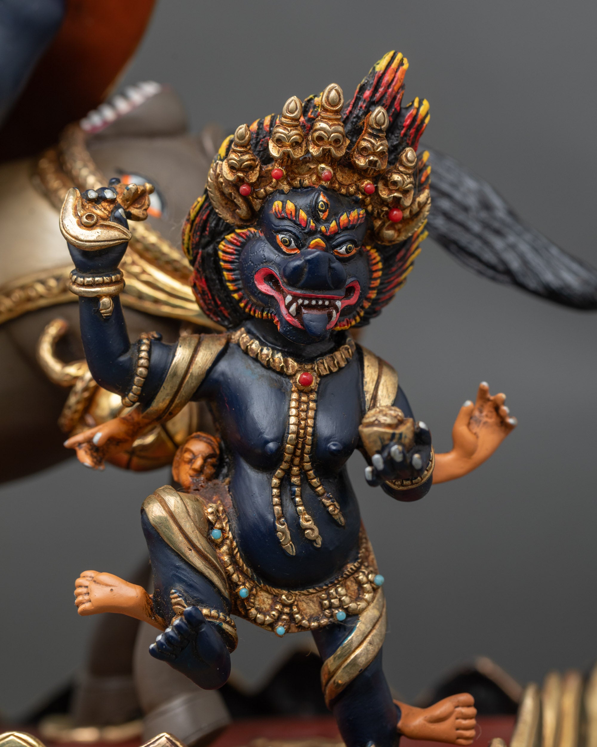 Palden Lhamo Statue | Hand-Painted Tibetan Buddhist Sculpture