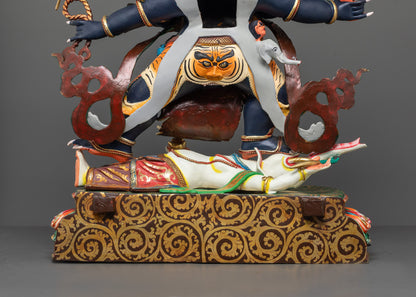 Colored Six Armed Mahakala Statue | Buddhist Protector Statue