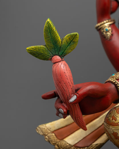 Red Coloured Lord Ganesha Statue | Handmade Spiritual Artwork