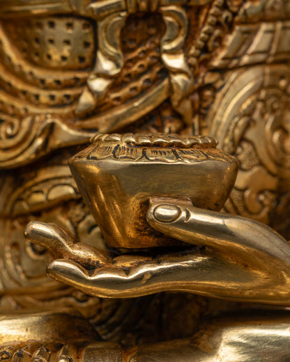 Shakyamuni Buddha Statue for Serenity | 24K Fire Gold-Gilded Sculpture