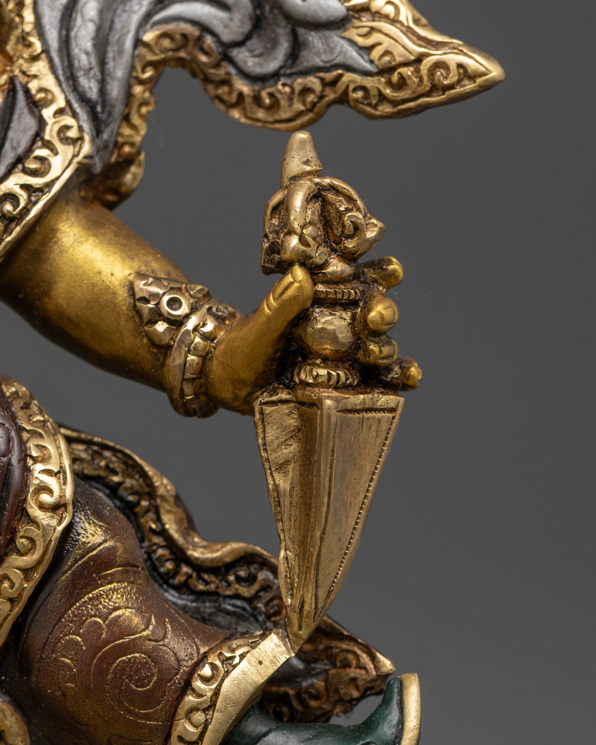 Tibetan Oxidized Dorje Drolo Statue | Wrathful Guru Rinpoche Form