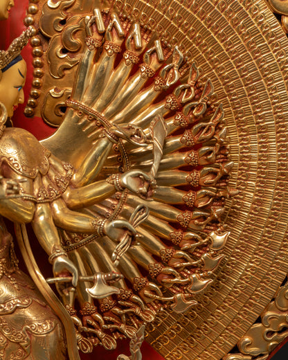 Thousand-Arm Dukar Statue | Detailed Bodhisattva Sculpture from Nepal