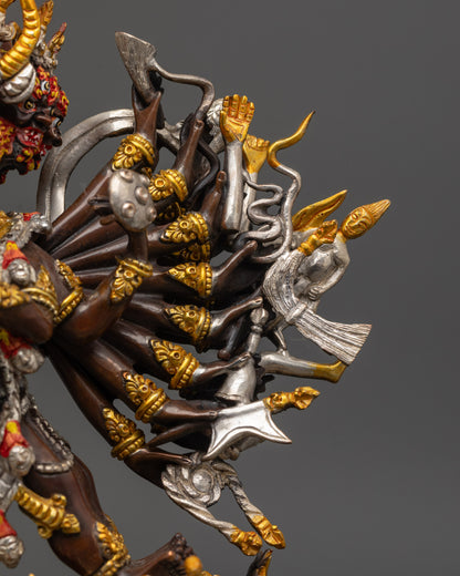 Oxidized Yamantaka Statue | Fierce Vajrabhairava Deity from Nepal
