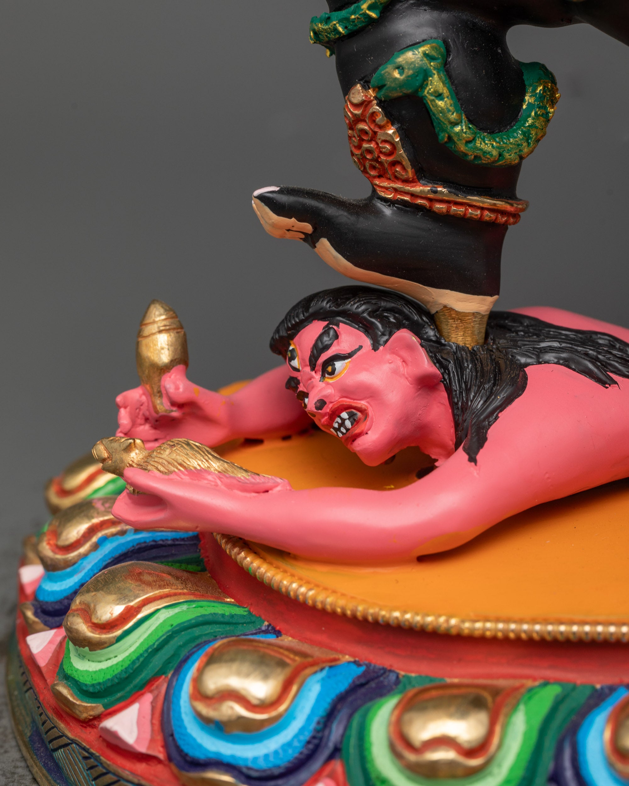 Nepalese Black Dzambhala Sculpture | Handmade Wealth Deity for Altar