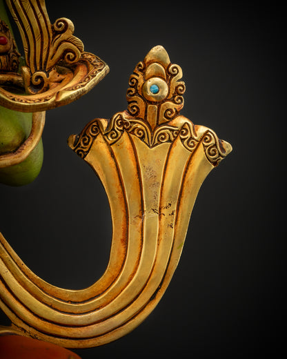 Handcrafted Green Tara Statue | Protector Deity for Personal Shrine