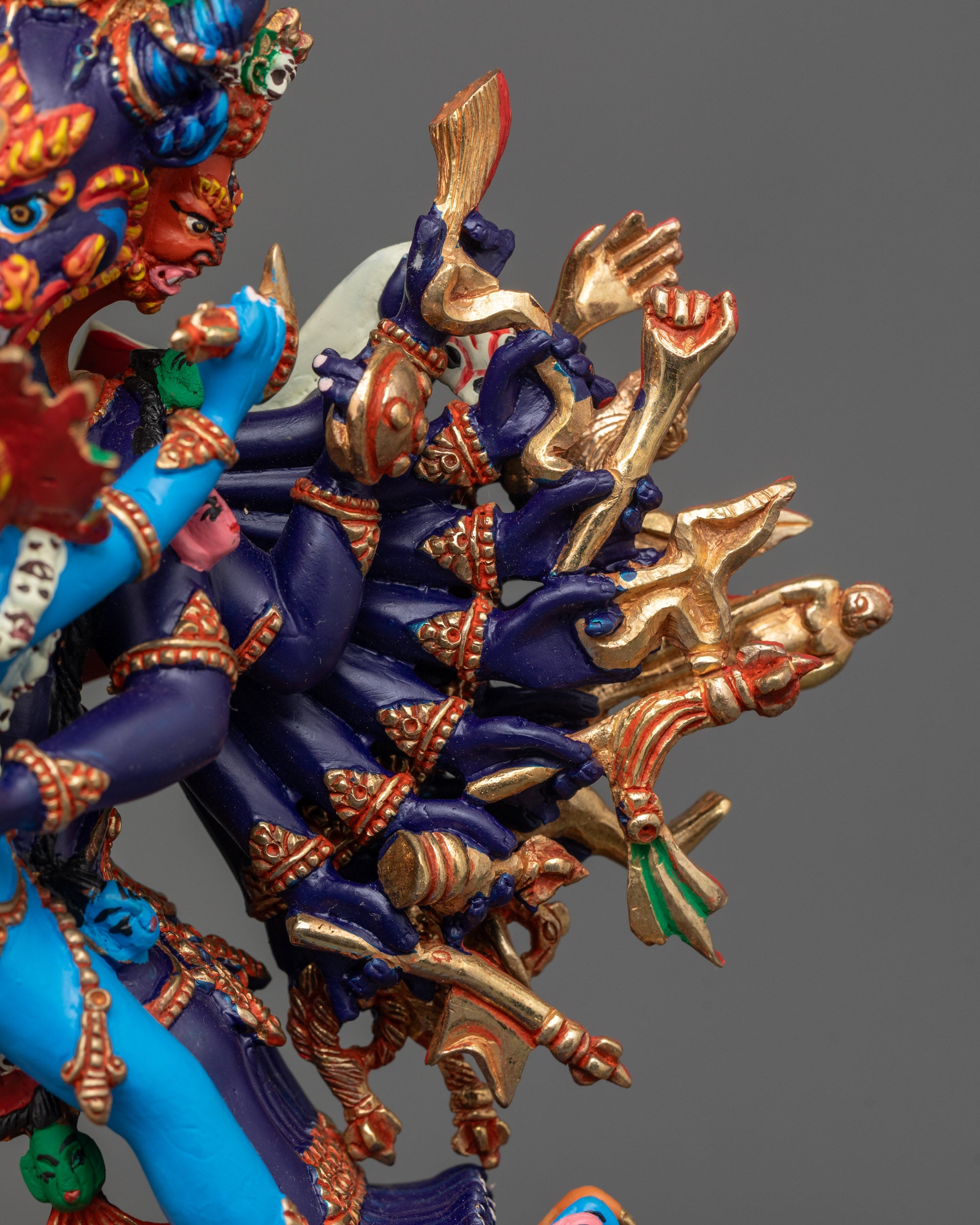 Tibetan Yamantaka Statue | Handcrafted Dark Blue Sculpture
