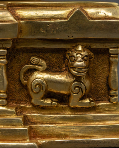 Sacred Gold Fire-Gilded Shakyamuni Buddha Sculpture | Spiritual Art