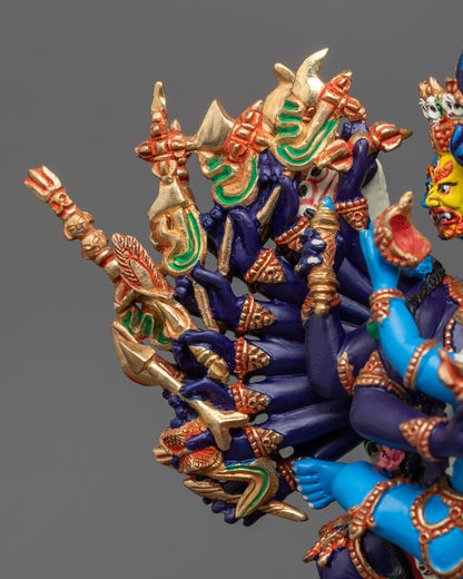 Tibetan Yamantaka Statue | Handcrafted Dark Blue Sculpture