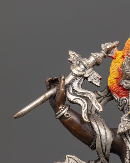 Hand-Finished White Dzambhala Statue | Authentic Oxidized Copper Craft