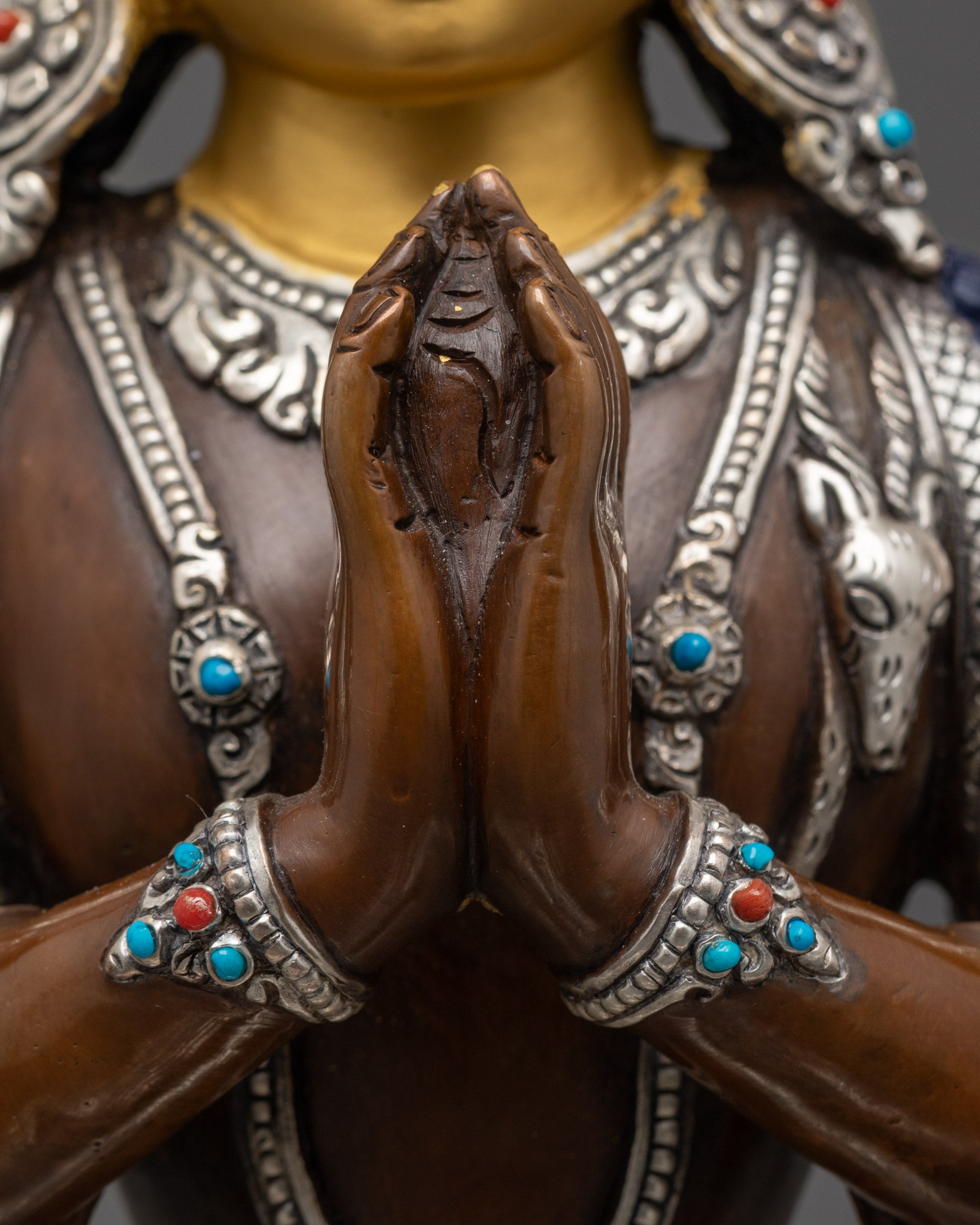 Nepalese Oxidized Chenrezig Statue | Himalayan Buddhist Art