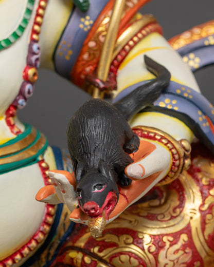 Nepalese White Dzambhala Statue | God of Prosperity