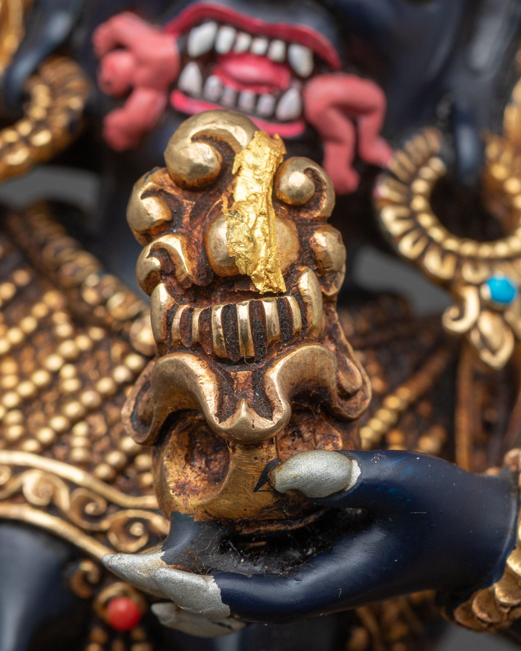 Palden Lhamo Statue | Hand-Painted Tibetan Buddhist Sculpture