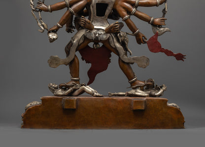 Oxidized Tantra Kalachakra Statue | Wheel of Time Deity for Rituals