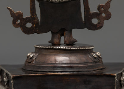 Oxidized Copper Lokeshwor Statue with Silver Plating