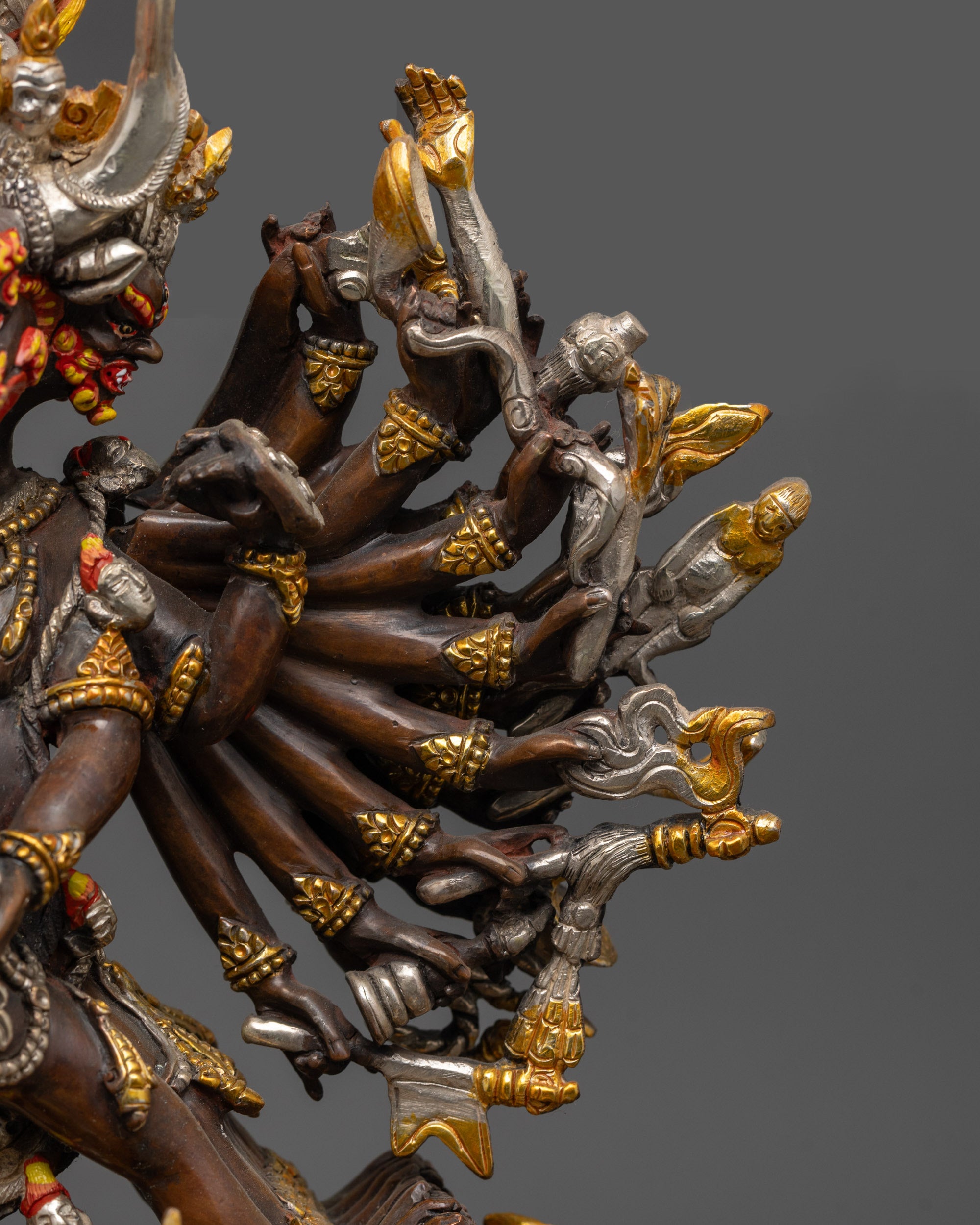 Oxidized Yamantaka Statue | Tibetan Buddhist Wrathful Deity Sculpture
