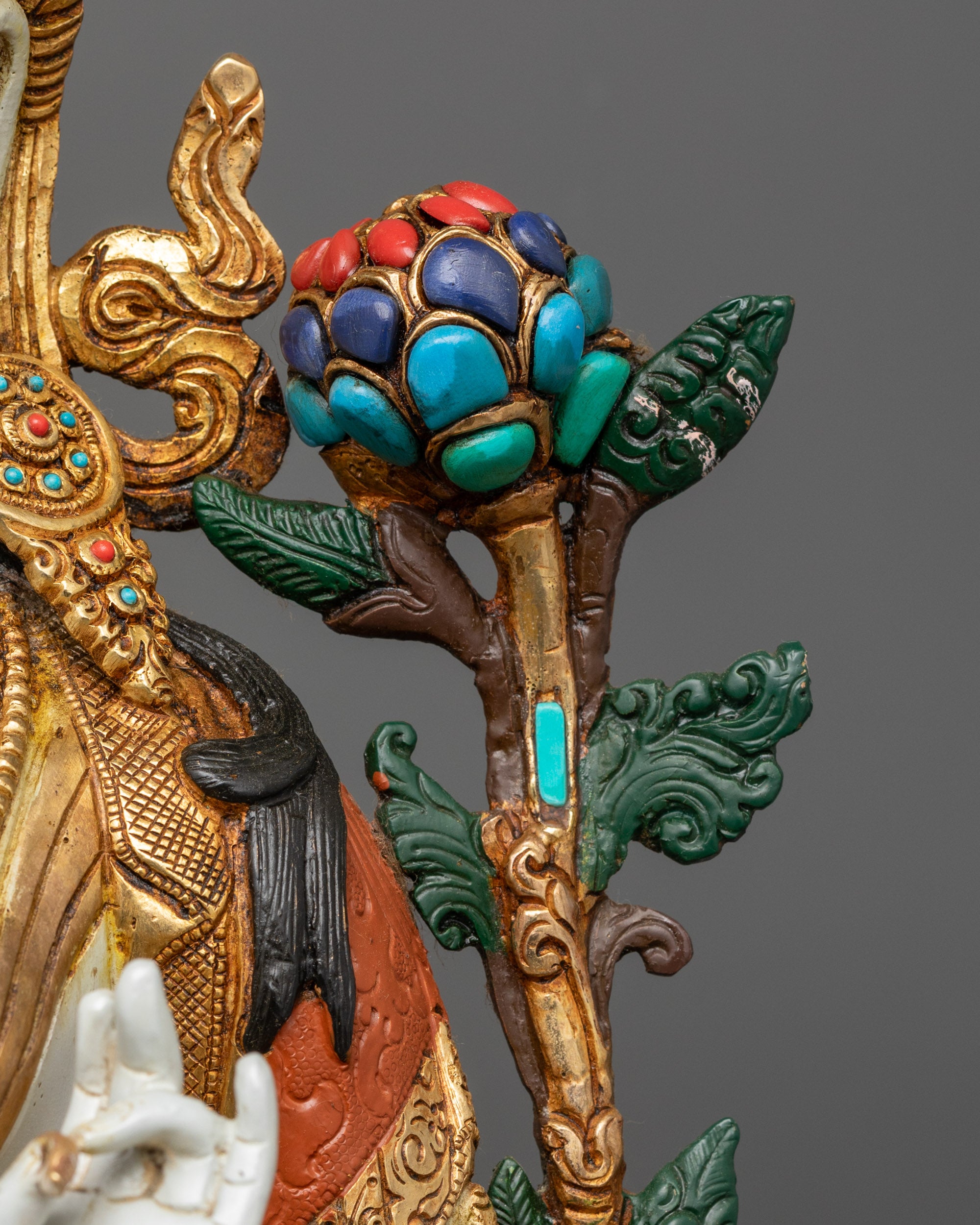 Nepalese Coloured White Tara Statue | Traditional Sacred Sculpture
