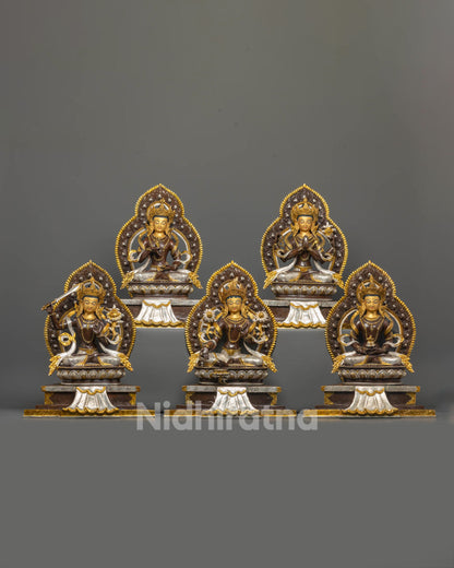 Five Bodhisattva Statue Set | Authentic Himalayan Craftsmanship