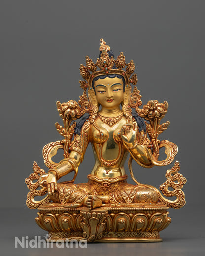 Blessed Green Tara Statue | Intricate Copper Art