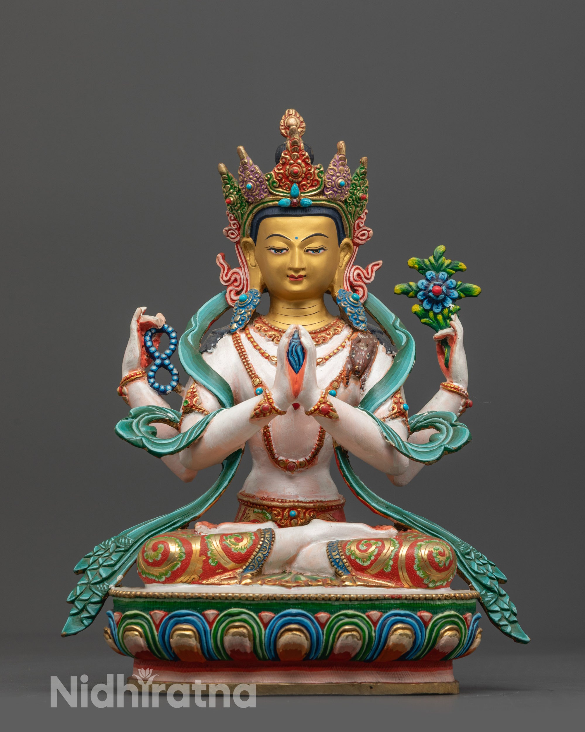 Four-Armed Avalokiteshvara Statue | Detailed Handmade Himalayan Statue