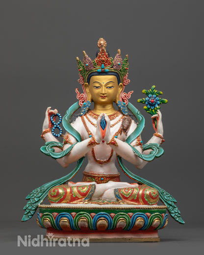 Four-Armed Avalokiteshvara Statue | Detailed Handmade Himalayan Statue