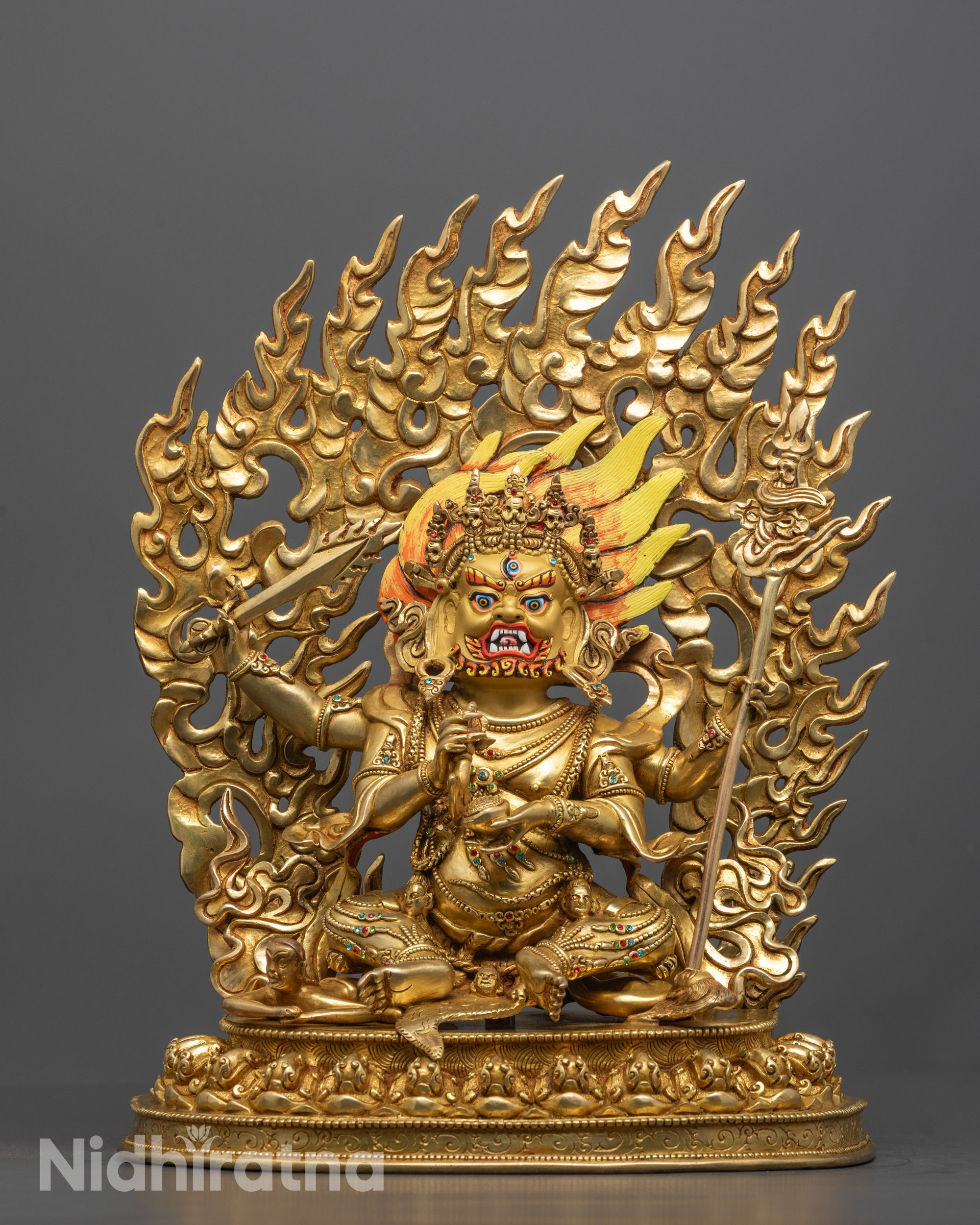 4 Armed Mahakala Statue | Handmade Protector God