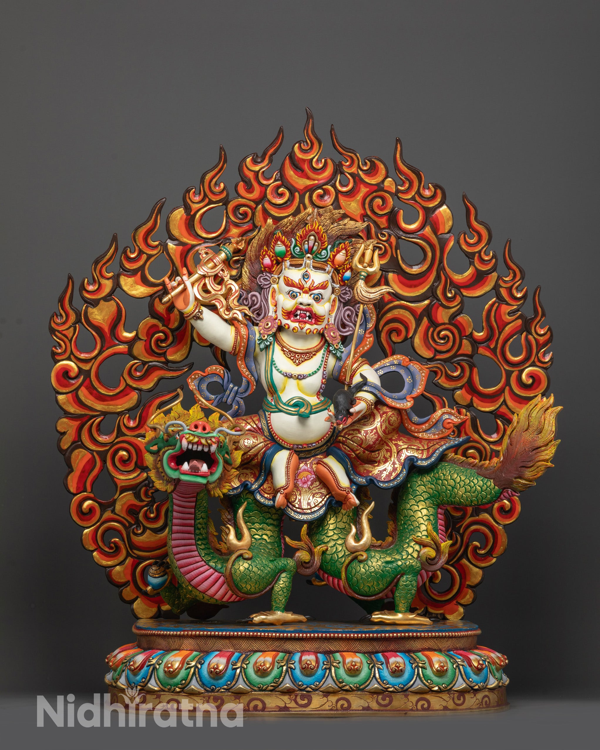 Nepalese White Dzambhala Statue | God of Prosperity