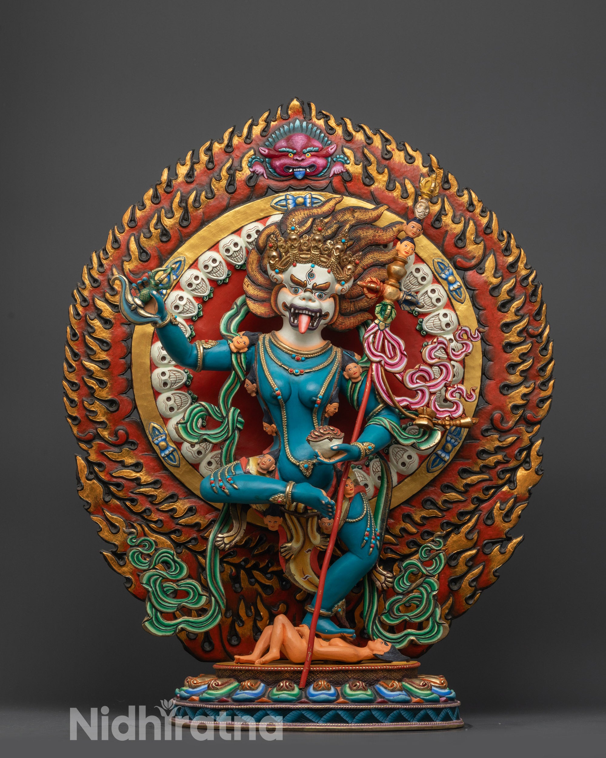 Lion-headed Simhamukha Statue | Himalayan Statue of Fierce Dakini
