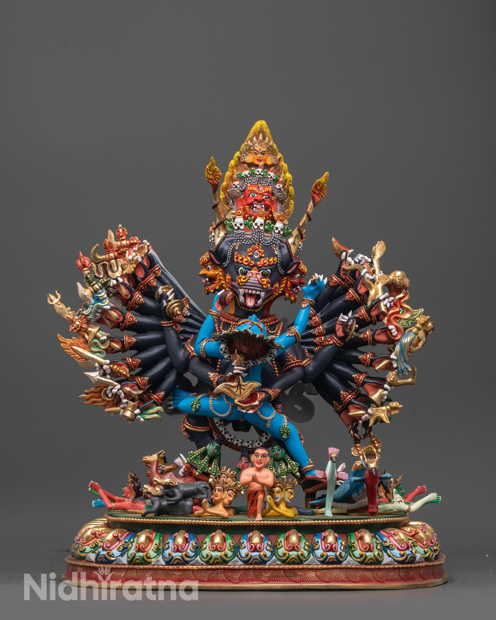 Handcrafted Yamantaka Consort Statue | Wrathful Deity Union Sculpture