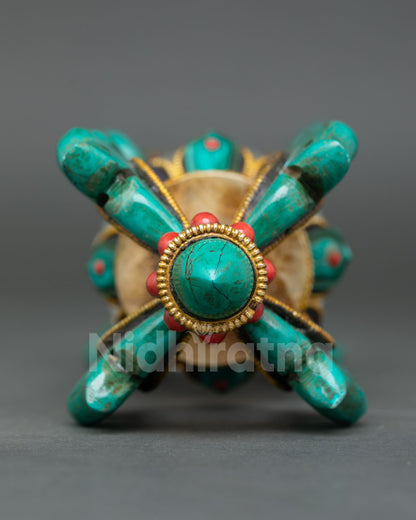 ceremonial vajra dorje with crystal core for buddhist altar and spiritual practice