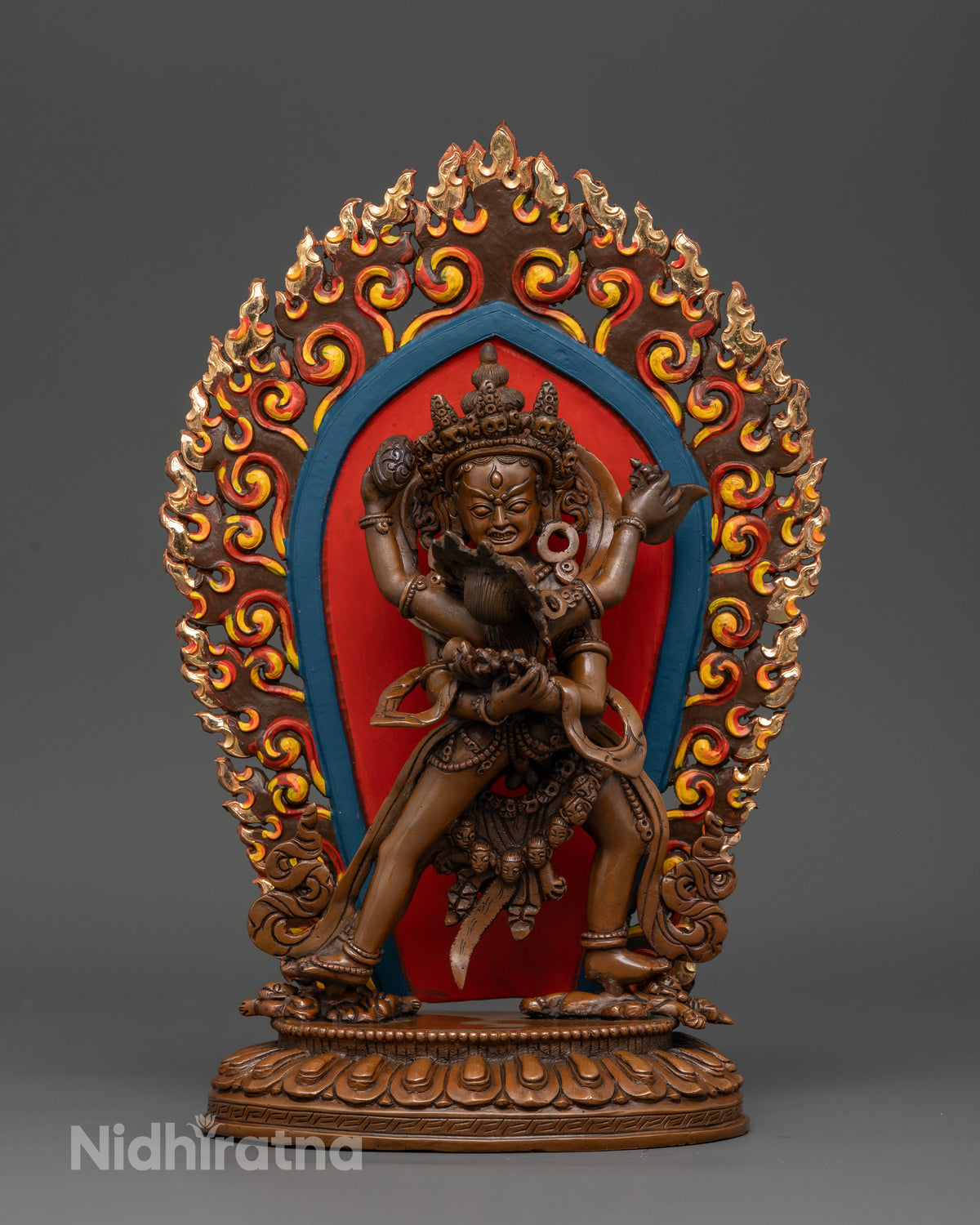 Chakrasamvara with Consort statue handcrafted by Newari artisans Patan Nepal.