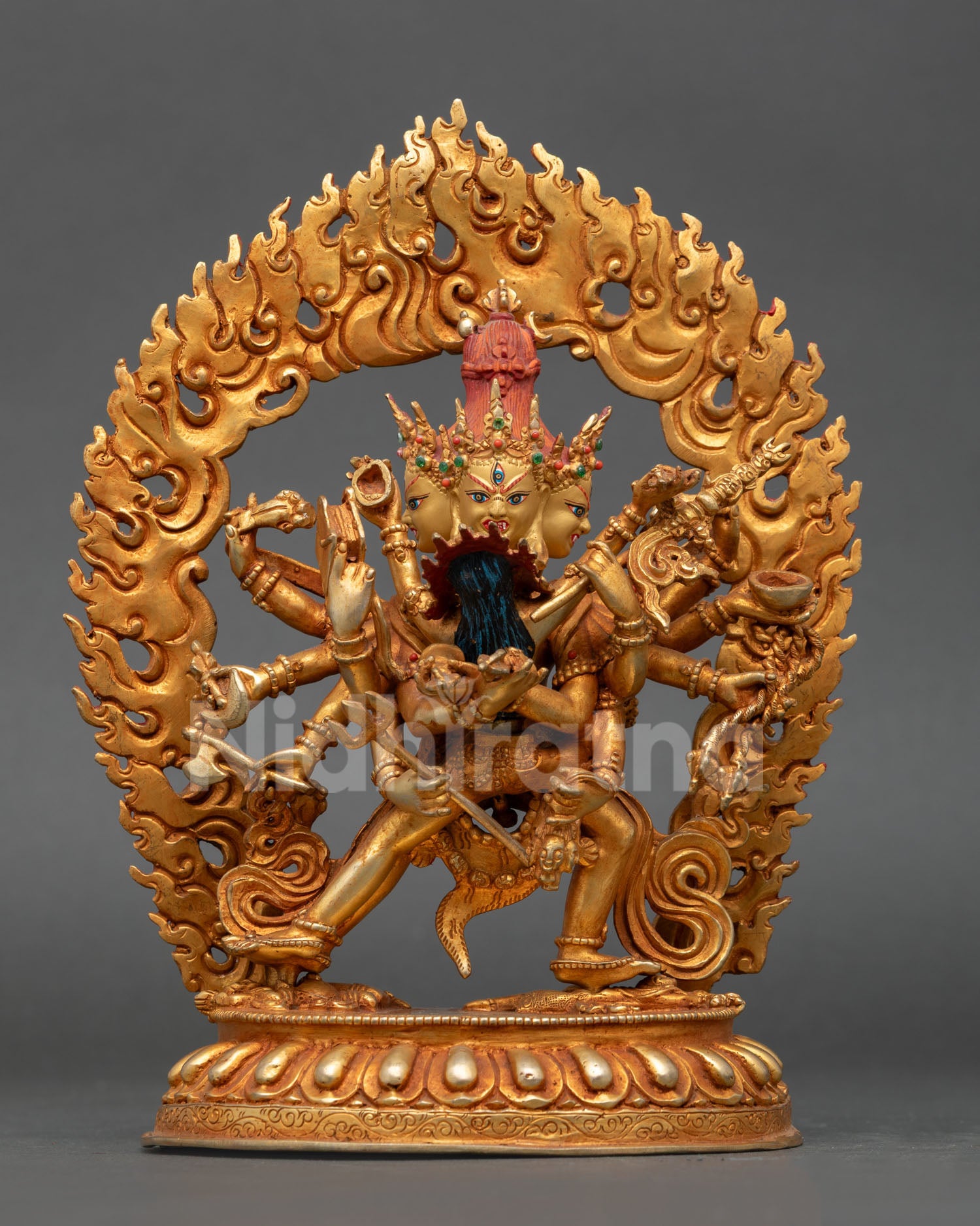chakrasamvara yab yum statue handcrafted in nepal with 24k gold fire gilding and gemstones