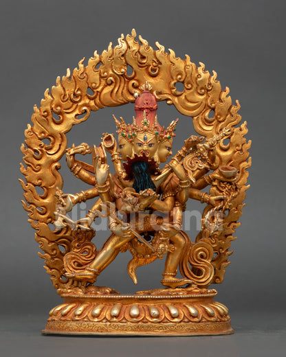 chakrasamvara yab yum statue handcrafted in nepal with 24k gold fire gilding and gemstones