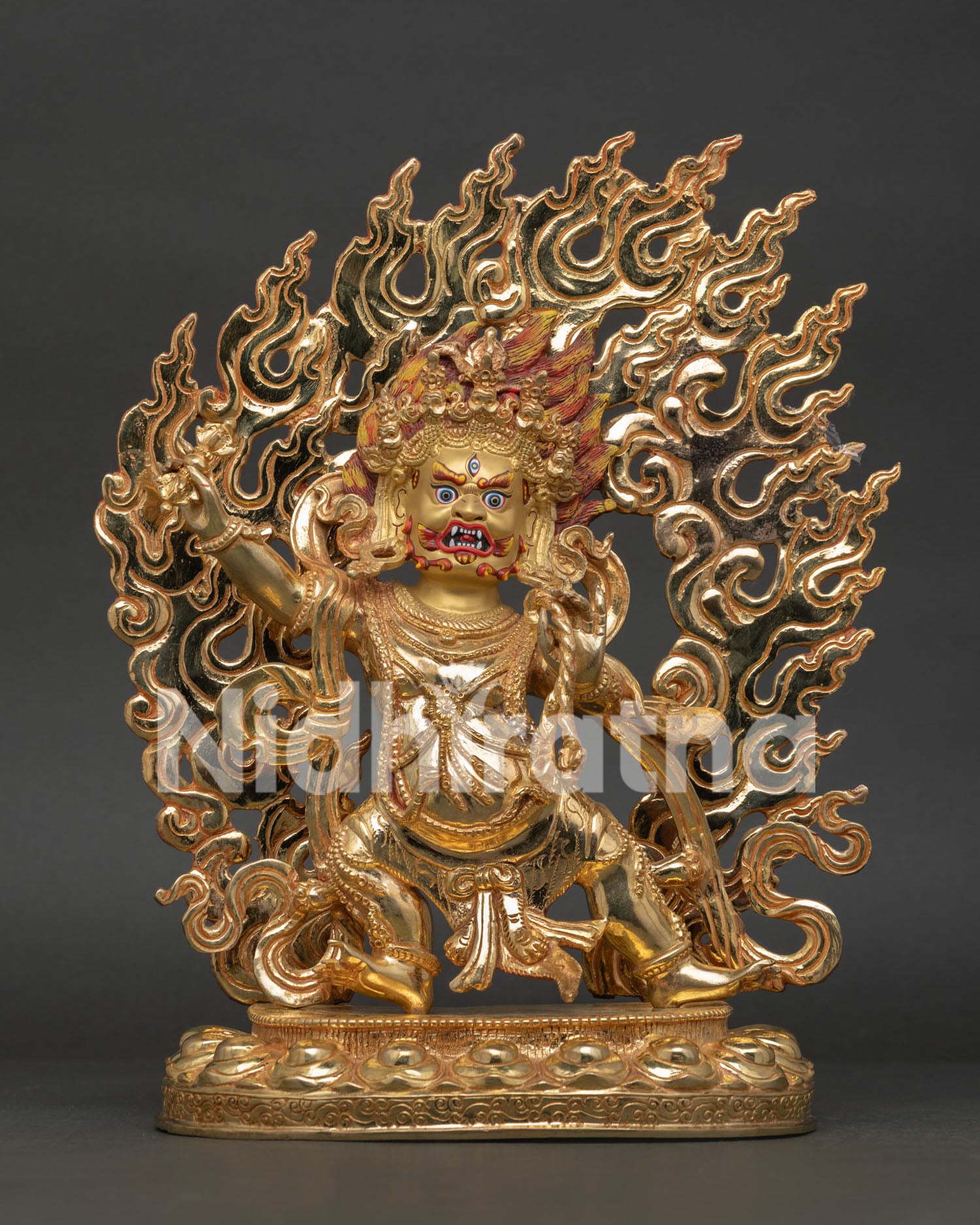 Chana Dorje Statue in Copper with 24K Gold Fire Gilding, Wrathful Protector Buddhist Art from Nepal
